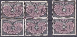 POLAND GENERAL GOVERNMENT 1940 1z x 6 fine used............................B3291