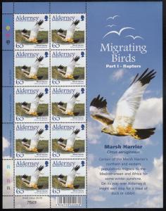 Alderney 2002 MNH Sc #190 Sheet of 10 65p Marsh harrier Raptors Migrating Birds