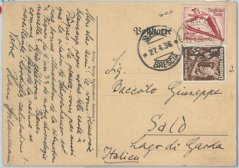 66736 - GERMANY Reich - Postal History -  POSTCARD to ITALY 1936 - OLYMPIC GAMES