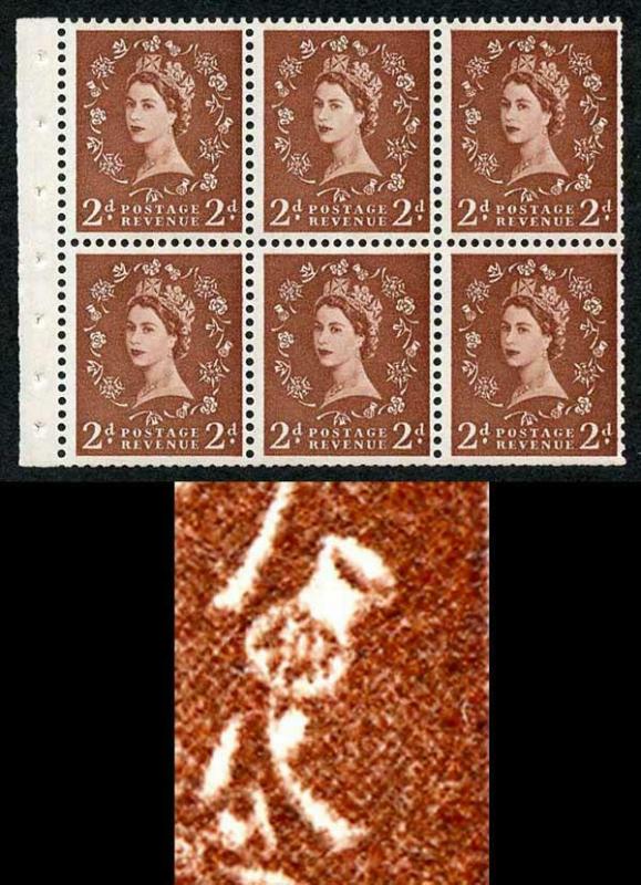 SB78e 2d Light Red-Brown Wmk Edward Upright Bud on Thistle Flaw Pane of 6 U/M