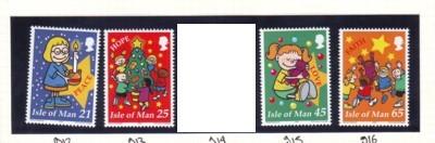 Isle of Man Sc 884-7 2000 Christmas stamp set mint NH