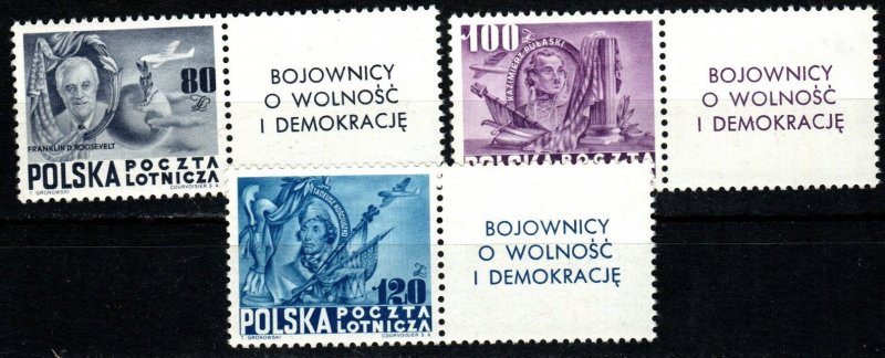 Poland #C26A-C26C With Labels  MNH CV $140.00  (X2124)