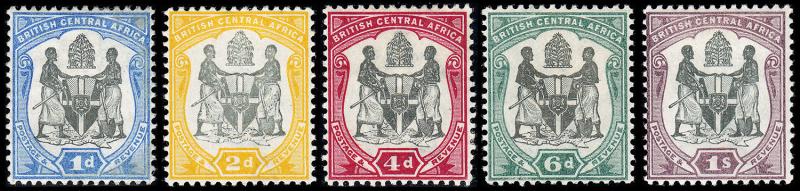 British Central Africa Scott 43, 45-46, 48, 50 (1897) Mint H VF, CV $83.00 B