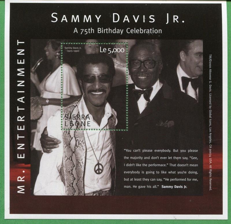 SAMMY DAVIS JR. Mr. Entertainment Souvenir Sheet MNH - Sierra Leone E39 