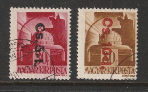 Hungary x 2 of the scarcer overprints from the 1945 series used