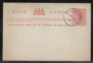 Victoria Postal Stationery Post Card H&G 22 Cancelled