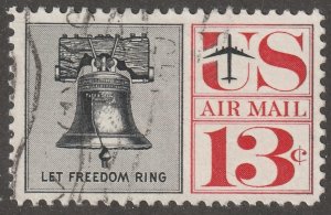 USA, Scott#C62, used, hinged, airmail, 0.13, bell