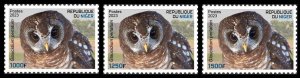 NIGER 2023 - SET 3V - BIODIVERSITY - OWLS OWL BIRDS BIRD OWLS - MNH-