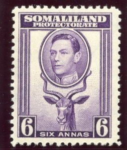 Somaliland 1938 KGVI 6a violet MLH. SG 98. Sc 89.