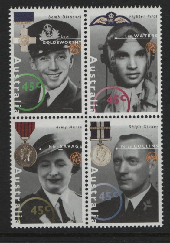 AUSTRALIA, 1455A, BLOCK(4), MNH, 1995-2005, FAMOUS AUSTRALIANS FROM WORLD WAR II