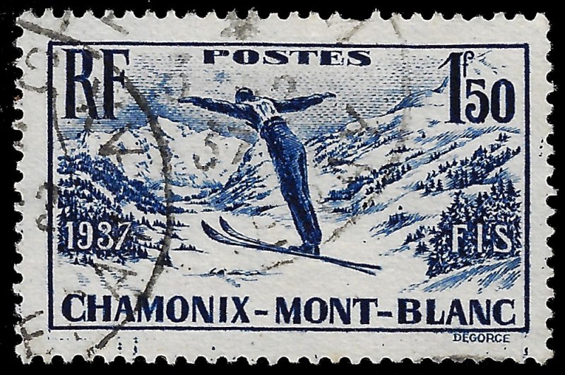 France 1937 Sc 322 U vf-xf Skiing Champonships, Charmonix