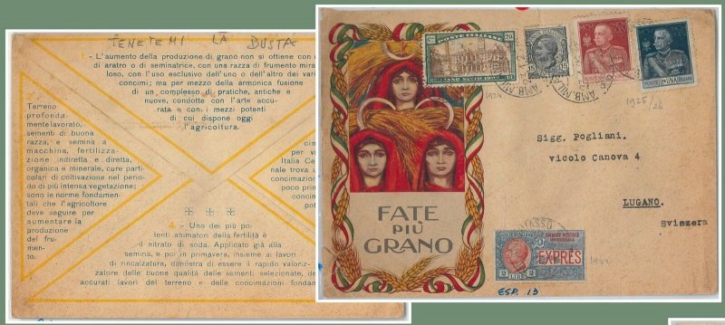 64169 - REGNO - STORIA POSTALE:  BUSTA ESPRESSO con BELLISSIMA AFFRANCATURA 1926