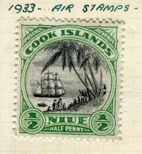 NIUE; Cook Islands issue 1930s early GV pictorial issue Mint hinged 1/2d. value