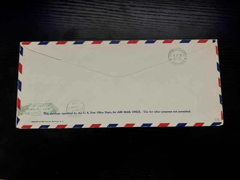 1930 USA LZ 127 Graf Zeppelin Airmail FFC Cover to New Britain CT USA #C13 Pair