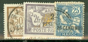 DS: French Morocco 11-22 most used; 13-4,16-7,22 mint CV $355; scans shows a few