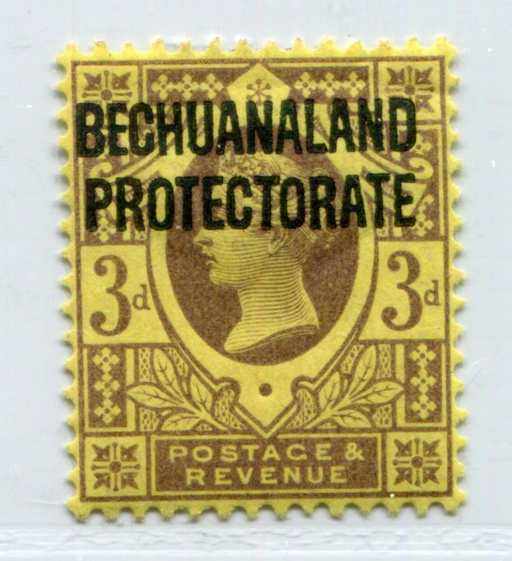 QV BRITISH BECHUANALAND VICTORIA 3p YELLOW OVERPRINT SCOTT 72 SG 63 VF MH