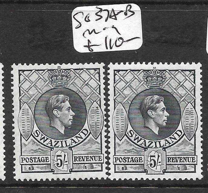 SWAZILAND (P1109B) KGVI 5/-  SG 37A-B  MOG