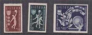 LITHUANIA, 1939 Basketball Championship set of 3, mnh.