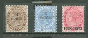 Straits Settlements #90-92 Unused Multiple