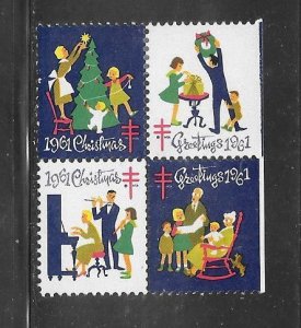 #WX209 MH Block of 4 Year 1961 Christmas Seals.