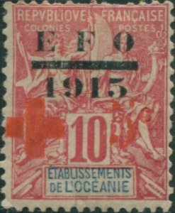 French Oceania 1915 SG38 10c+5c red EFO-1915 navigation and commerce MH