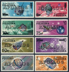 Fujeira 341-348 Michel, MNH. Apollo 8 overprinted, 1969.