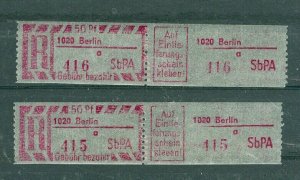 Germany.Berlin.1900is. 2 Automat Reg. Label # 415 / 416.. 50 Pf. Fee Paid. MNH.