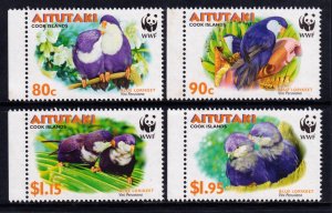 Aitutaki 2002 Blue Lorikeets - WWF Complete Mint MNH Set SC 533-536