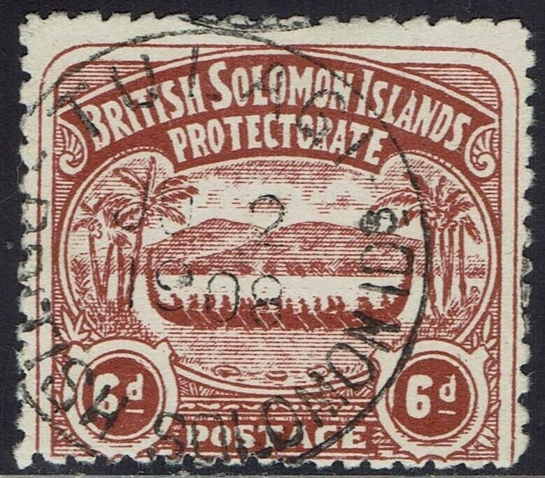 BRITISH SOLOMON ISLANDS 1907 LARGE CANOE 6D USED