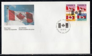 Canada Scott 1189a Bkl Pane FDC - 1990 Flag Over  Definitive Issue