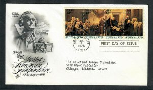 1691-94 Declaration of Independence ArtCraft strip of 4 FDC neatly typed address