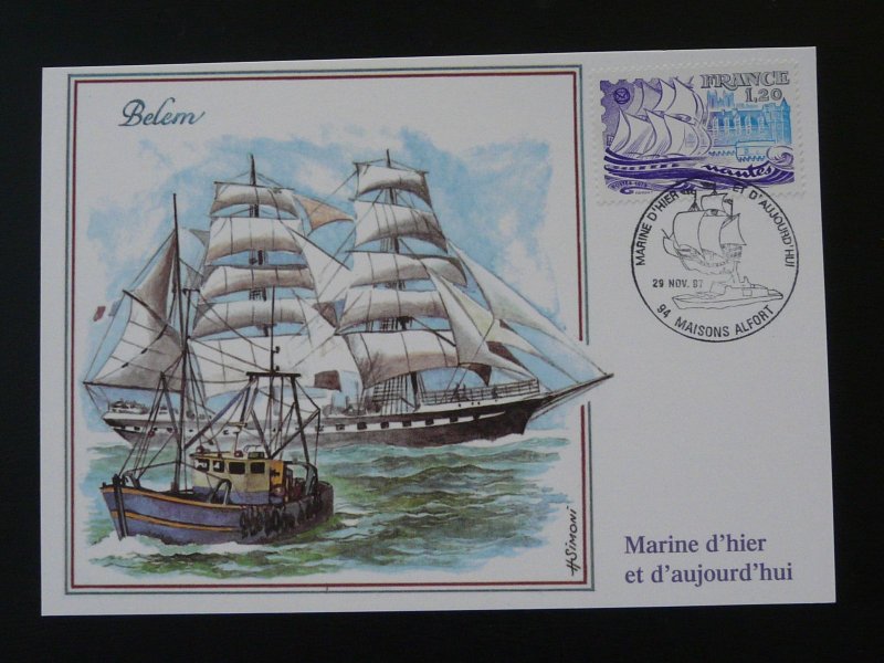 boat navy sailing ship Belem maximum card France 1997