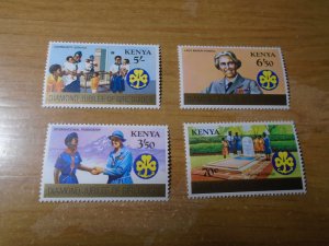 Kenya  #  217/ 219/ 221/ 223  MNH    Scouting