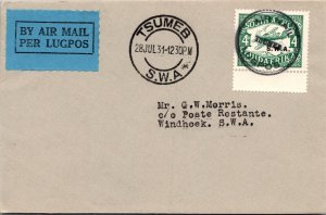 1931 Tsumeb South West Africa Air mail FFC First Flight Cover to Winhoek