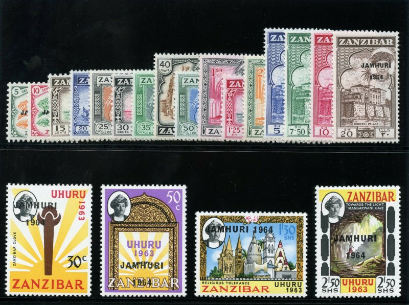 Zanzibar 1964 QEII set complete superb MNH. SG 414-433. Sc 285-304.