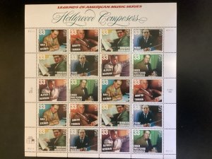 1999 sheet of 20 33-cent Hollywood Composers Scott #3339-3344 MNH VF centering