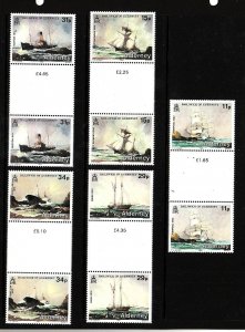 Alderney-Sc#32-6-unused NH gutter pair set-Shipwrecks-1987-