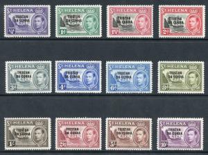 Tristan Da Cunha SG1/12 1952 KGVI Set of 12 with Opt M/M