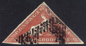 Cape of Good Hope 1853 1d Brick Red on Bluish Paper Scott 1 SG 3 VFU Cat $400