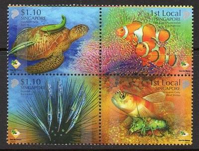 Singapore 2007 Coral Reef Fish Turtle VF MNH (1280)