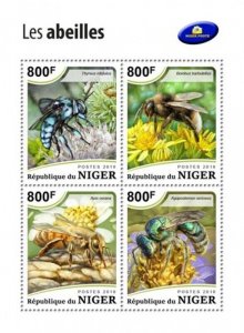 Niger - 2018 Bees on Stamps - 4 Stamp Sheet - NIG18510a