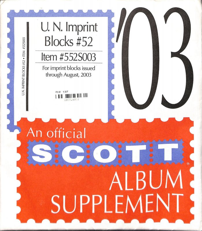 United Nations Scott Specialty Supplement 2003 Imprint Blocks Unopened