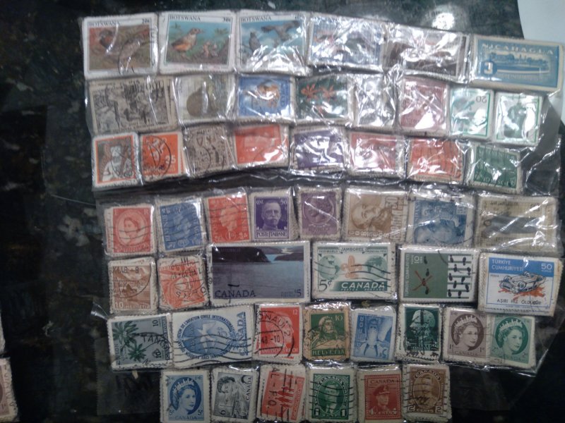 1,675 Total Used WW Stamps 67 Packets With 25 Stamps/Packet.  Vintage / Antique