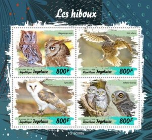 Togo - 2019 Owls on Stamps - 4 Stamp Sheet - TG190569a