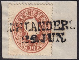 Austria - 1860 - Scott #15 - used on piece - SCHLANDERS pmk Italy