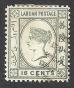 Labuan Sc# 38 Used 1892 16c Queen Victoria