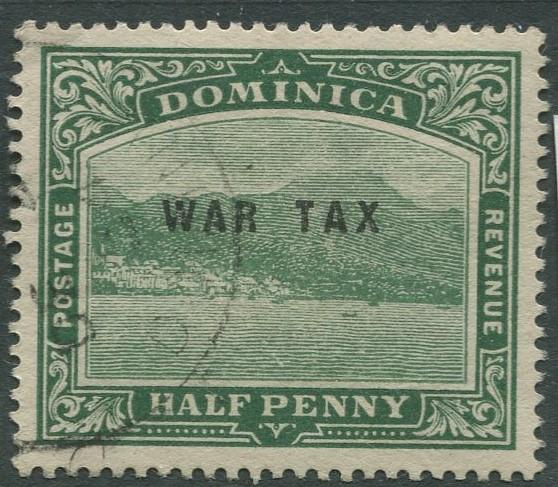 Dominica -Scott MR2 - War Tax Overprint Issue -1918 - FU - Single 1/2p  Stamp