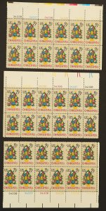 U.S. Mint Stamp Scott #1508 8c Christmas 3 Plate # Blocks (Diff Positions). NH.