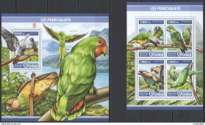 2017 Guinea Parrots Birds Fauna #12301-04+Bl2756 ** Fd1319