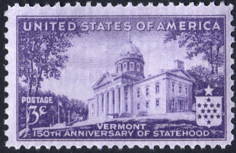 SC#903 3¢ Vermont Statehood Single (1941) MNH